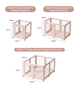 Parc <span class=keywords><strong>pour</strong></span> animaux de compagnie en acrylique avec base et roues, enclos <span class=keywords><strong>mobile</strong></span> d'intérieur <span class=keywords><strong>pour</strong></span> <span class=keywords><strong>chien</strong></span> facile à nettoyer, 48,82 x 26,77 x 34,25 pouces - Product Image 6