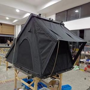 Tente de toit de voiture triangulaire pour le <span class=keywords><strong>camping</strong></span>, tente rigide à coque noire et grise en aluminium, tente de toit rigide pour 4 personnes, tente de toit en aluminium - Product Image 2