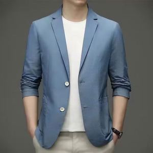 Veste légère décontractée pour homme en soie glacée, protection solaire, style blazer à simple boutonnage pour l'été - Product Image 4