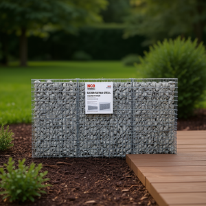 Mur en gabions en acier galvanisé NCO 78,7x7,87x33,5 pouces avec couvercles, ornement de jardin, décoration paysagère extérieure - Product Image 2