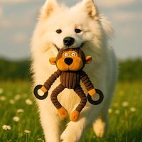 Jouet à mâcher dentaire pour chien en peluche couineur en velours côtelé, lavable, en forme de singe, ours, vache, veau, pour chiots et petits chiens, vente en gros OEM ODM