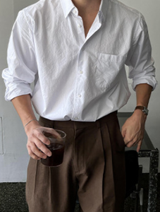 Moderna maestry minimalista abito in lino <span class=keywords><strong>camicia</strong></span> <span class=keywords><strong>blu</strong></span> <span class=keywords><strong>scuro</strong></span> abbinata pantaloni a vita alta accessori neri senza sforzo rilassato - Product Image 5