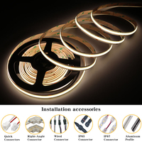 Tira de Luz LED COB Flexible, Regulable, Sin Puntos, CRI90, PVC, 320 LEDs/m, DC24V/12V, Interior, 3000K 4000K, 5M/10M, IP20