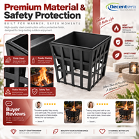 Brasero carré en fer noir avec treillis, foyer extérieur en métal pour bois, idéal pour patio, jardin et cour arrière