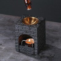 Brûleur d'huile aromatique en ciment inoxydable, porte-bougie chauffe-plat, diffuseur d'encens, lampe chauffante, chauffe-cire, Yoge