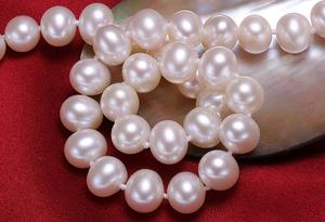 Ensemble collier et bracelet en argent sterling avec perles d'eau douce, perles blanches presque rondes de 5 à 9 mm, haute qualité - Product Image 5