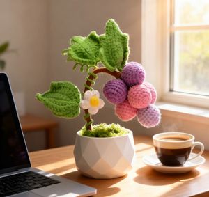 Pianta di Vite in Vaso, Fiori Artificiali per un Ambiente Accogliente, Bouquet all'Uncinetto in Puro Cotone, Fiori Artificiali con un Significato Profondo - Product Image 2