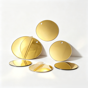 Wholesale 70mm Gold <b>Acrylic</b> Mirror <b>Disc</b> Round Blank Pre-drilled Hanging Ornament for DIY Cake Topper Christmas Decor OEM Factory - Product Image 1
