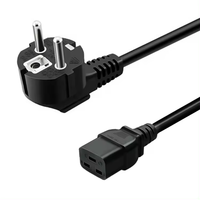 Câble d'alimentation 1m noir 16A 220V EU 3 broches CEE 7/7 vers prise femelle C19 H05VV-F 3G*1.5mm2