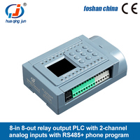 PLC Huaqingjun de 8 Entradas y 8 Salidas de Relé con Control por Aplicación Móvil WIFI, Controlador PLC Simple Todo en Uno para Anunciador