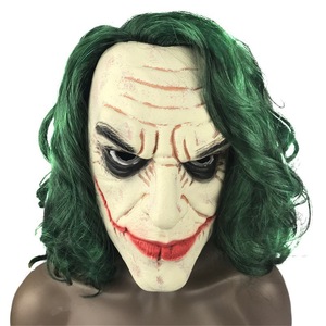 Máscara de Látex de Joker con Cabello Verde, Disfraz para Fiesta de Halloween, Patrón de Figura Terrorífica y Espeluznante - Product Image 1