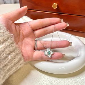 Collar de Concha Elíptica de Plata Pura S925 con Color de Ilusión Natural Beimu, Cadena Simple para Clavícula, Colgante de Moda - Product Image 4