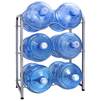 Support pour bidons d'eau de 5 gallons, support de rangement pour bouteilles d'eau à 3 niveaux, organisateur de bidons d'eau détachable robuste pour 6 bouteilles en carbone