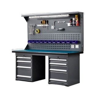 Bàn làm việc nhân viên xưởng với bảng dụng cụ, giá để đồ nhà kho, bàn làm việc công nghiệp có ngăn kéo - Product Image 2