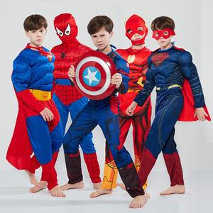 Costumes d'Halloween XJ pour garçons, costumes de super-héros en coton pour enfants, Iron Man, Spider-Man, Optimus Prime, costumes musclés - Product Image 2