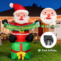 Père Noël gonflable de 9,8 pieds sur boîte avec bannière Joyeux Noël et lumière LED, ornement pour la décoration de jardin, pelouse et extérieur pendant les fêtes