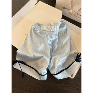 Hoogwaardige ijszijden pyjama's in Franse stijl voor dames, nieuw zomermodel, geschikt om uit te gaan, korte mouwen, korte broek, huiskledingset 2 - Product Image 5