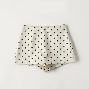 Vestido de talla grande con lunares blancos, falda estilo dulce chica, falda pantalón corta de poliéster sin planchar, línea A, que favorece la figura, para mujer, verano 2026 - Product Image 3
