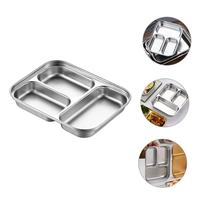 Bandeja Rectangular Dorada de Acero Inoxidable 304 para Aperitivos - Duradera, Pulida, Estilo Coreano, con 2-3 Compartimentos, Portátil, Ecológica, de Grado Alimenticio