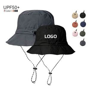 Custom Quick Dry Safari <b>Hat</b> Packable Waterproof Hiking Storage <b>Hat</b> <b>Summer</b> Outdoor Adjustable Fisherman Bucket <b>Hat</b> with String - Product Image 1