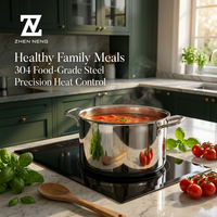 Ensemble de casseroles professionnel en acier inoxydable 304, 4 pièces, avec fond à induction robuste, empilables, pour usage commercial