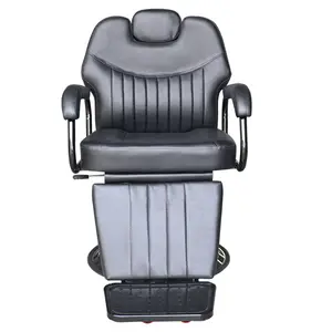 Profissional hydraulic pump all black synthetic leather salon barber shop chair for men