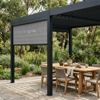 Nouvelle conception Lcy Lcy0001 Pergola bioclimatique en aluminium avec toit à lames orientables, gazebo imperméable, lumières LED à intensité variable, stores motorisés