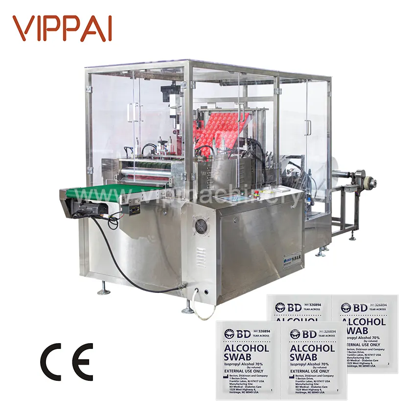 VIPPAI कॉस्मेटिक डिस्पोजेबल उपयोग सफाई पोंछे चिकित्सा शराब कपास झाड़ू प्रस्तुत करने का पैड बनाने पैकिंग मशीनरी