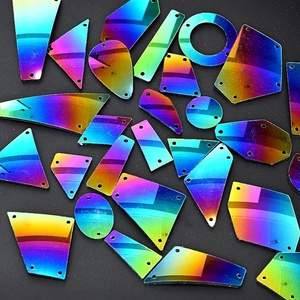 Nouveaux strass fantaisie arc-en-ciel à coudre avec trous Oleeya, en acrylique à dos plat, finition miroir, pour couture DIY - Product Image 6