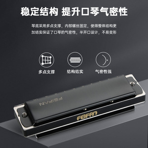 Armónica Blues Feifan Le-ma20 de 10 Orificios en Clave de Do, Instrumento Profesional de Metal para Principiantes y Avanzados - Product Image 3