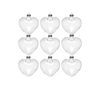 Coeur de verre Ornement de Noël Ornements clairs Artisanat Ornements de Noël vides pour la décoration d'arbre de Noël - Product Image 1