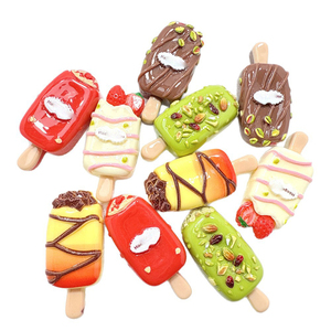Abalorios de resina con forma de paleta de helado de varios sabores - Adornos de paleta de helado de fresa/<span class=keywords><strong>pistacho</strong></span>/chocolate para manualidades, fundas de teléfono y pinzas para <span class=keywords><strong>el</strong></span> pelo - Product Image 3