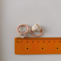 Lot de 10 élastiques à cheveux pour enfants, petite taille, avec boutons en tissu, motif cœur rayé, et anneau de pouce pour bébé