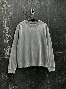 เสื้อสเวตเชิ้ตคอกลมแขนยาวทรงโอเวอร์ไซส์สำหรับผู้ชาย สีเทาล้วน ผ้าฝ้ายถัก สวมใส่สบาย ทรงปกติ - Product Image 1