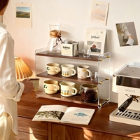 Étagère de rangement en bois massif pour table, en acrylique, pour verres à eau, tasses à café, condiments de cuisine, cosmétiques, inspirée du luxe
