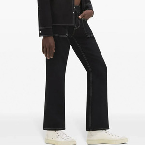 Design all'ingrosso da <span class=keywords><strong>uomo</strong></span> con cuciture Top a <span class=keywords><strong>vita</strong></span> <span class=keywords><strong>bassa</strong></span> <span class=keywords><strong>pantaloni</strong></span> in Denim lavati neri eleganti Jeans Bootcut - Product Image 3