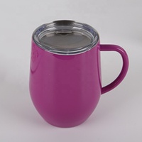 Mug à café isotherme 12oz en acier inoxydable double paroi de qualité alimentaire, écologique, avec couvercle et poignée, logo personnalisé par peinture pulvérisée, maintien thermique 6-12 heures