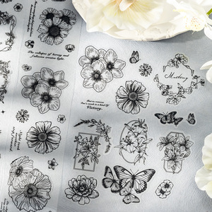 1 rollo de cinta Night Flower Series Plant Flower Theme Die-cut Tape Notebook Collage - Product Image 3