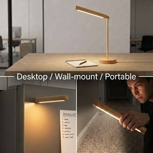 Lampe de table magnétique en bois moderne, lampe de bureau LED rechargeable, lampe de nuit portable détachable pour la lecture et le bureau - Product Image 2