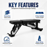 Banc de musculation réglable de qualité commerciale, capacité 1500 lb, robuste, avec coussin en 3 parties, pour salle de sport