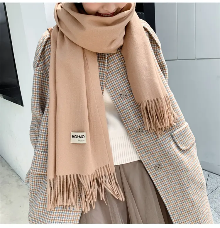 Luxury Brand Cashmere Scarf Shawl Solid Autumn Winter Wrap Warm High Quality Soft Hijab Thick Lady Women Gift Pashmina Wool
