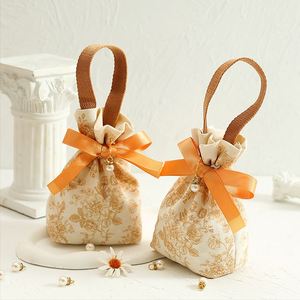 Bolsa de Regalo de Lona Floral Multiusos, Bolsa con Cordón Reutilizable para Dulces de Boda, Regalos de Fiesta, Despedida de Soltera - Product Image 2