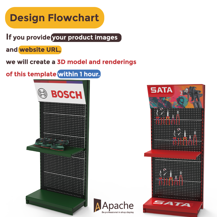 Apache Custom Metal Pegboard Hook Single-side Display Stand for Auto Repair Shop & Factory Use for Hardware Tool — view 5