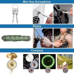 Kit de survie professionnel avec lampe de poche et couvertures d'urgence, équipement de camping compact pour l'extérieur, outils de sécurité en aluminium 30 en 1 - Product Image 4