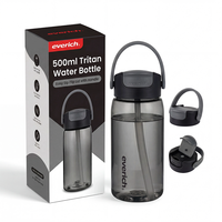 Bouteille en plastique Tritan portable Everich 500 ml 750 ml 1 L avec couvercle à clapet Easy Sip et poignée, logo personnalisé, sans BPA