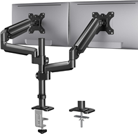 Support de moniteur double réglable avec ressort à gaz, base à pince et passant-câble, inclinable et rotatif, pour 2 écrans – En stock