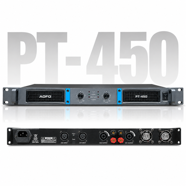 Professional 1U Dual Channel 400W Power Amp with Toroidal Transformer for Live Sound DJ Speaker and PA System