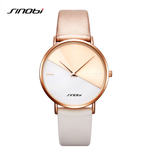 Reloj de Pulsera de Cuarzo para Mujer, Impermeable, Diseño Minimalista, Bisel Chapado en Oro, Correa de Cuero de Dos Colores, Elegante - Product Image 1
