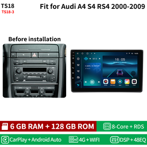 Pour <span class=keywords><strong>Audi</strong></span> <span class=keywords><strong>A4</strong></span> S4 <span class=keywords><strong>B5</strong></span> B6 B7 <span class=keywords><strong>RS4</strong></span> 2000-2009, écran de voiture Android 14, Carplay sans fil, DSP, GPS, autoradio 2din, lecteur DVD, écran tactile - Product Image 2