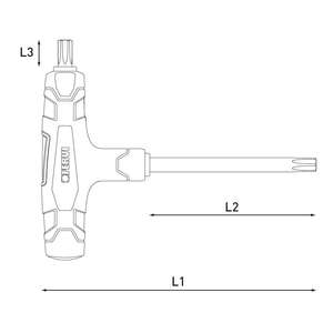 Clé Torx Fervi avec poignée en plastique L1 L2 L3 Dimensions - Product Image 1